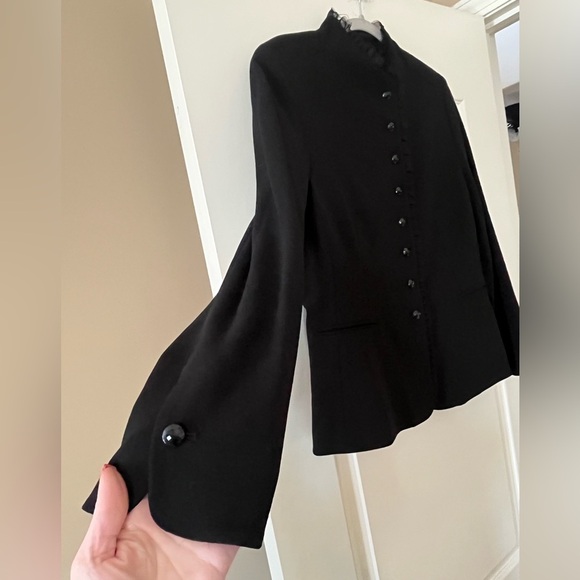 Judith Hart Petites Elegant Black Women's Jacket Sparkly Buttons Lace Trim 12P - Picture 6 of 15